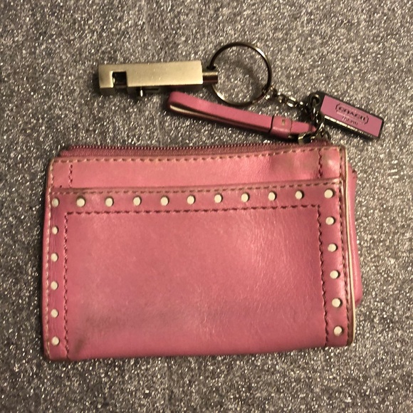 Coach Accessories - Rare Pink Leather Coach Keychain Card Holder